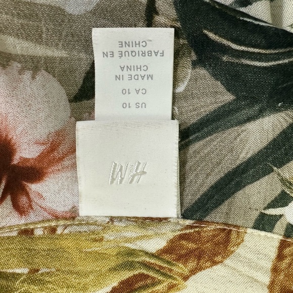 H&M Tropical Print Mini Dress Tunic with Mandarin Collar Sz 10 - Picture 5 of 7